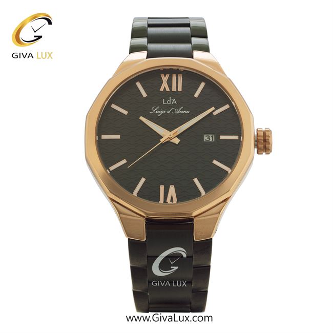 ساعت مچی اورجینال مردانه LdA | لوئیجی د آنا | Luigi d'Ana رزگلد | مشکی| مشکی| کد رفرنس 2375